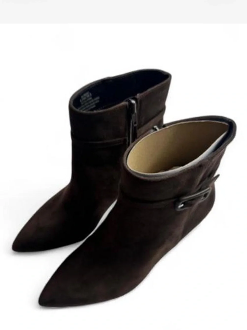 Kelly & Katie Presley Espresso Brown Suede Ankle Boots Kitten Heel. Womens 8.5M.